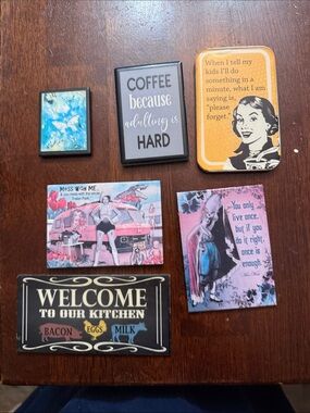 Assorted Decorative Refrigerator Magnets - Colorful Quotes & Retro Art